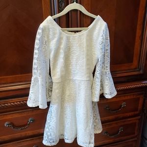White Skater Dress Sz10  Lace GIRLS Easter Dpring Summer Dress